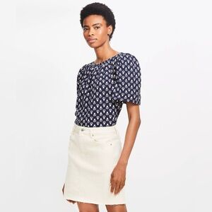 LOFT White Button Denim Mini Skirt